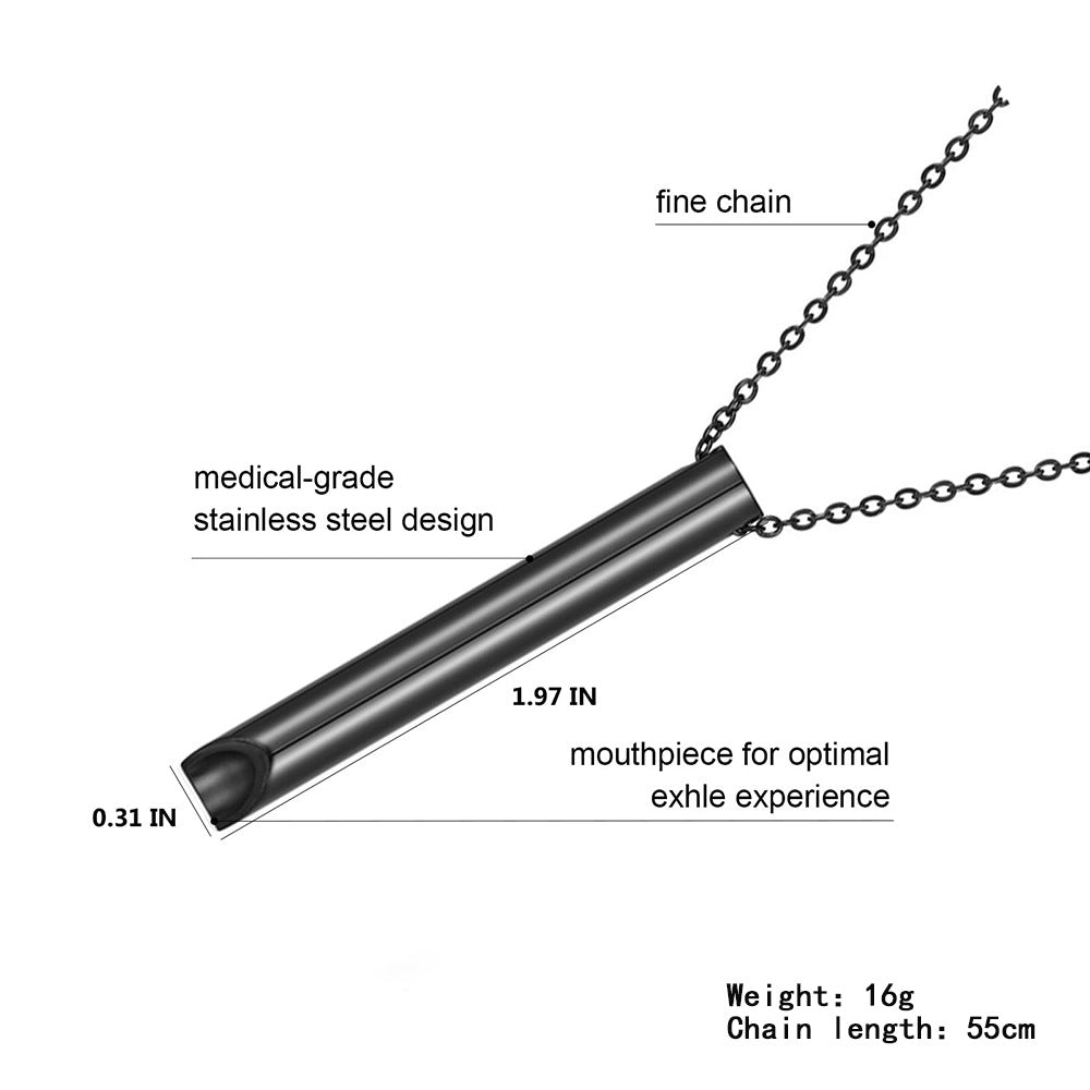 Sifflet en acier titane méditation Samma-sati respiration décompression anxiété Yoga collier pendentif en acier inoxydable