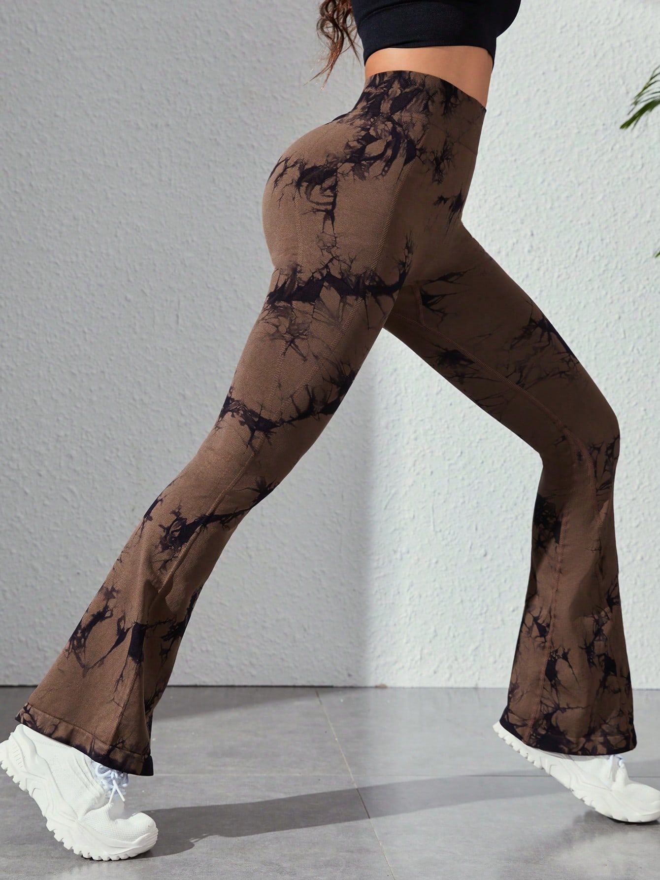 Tie-dyed Bell-bottom Pants Seamless Knitted Hip Lifting - Artistic Flow