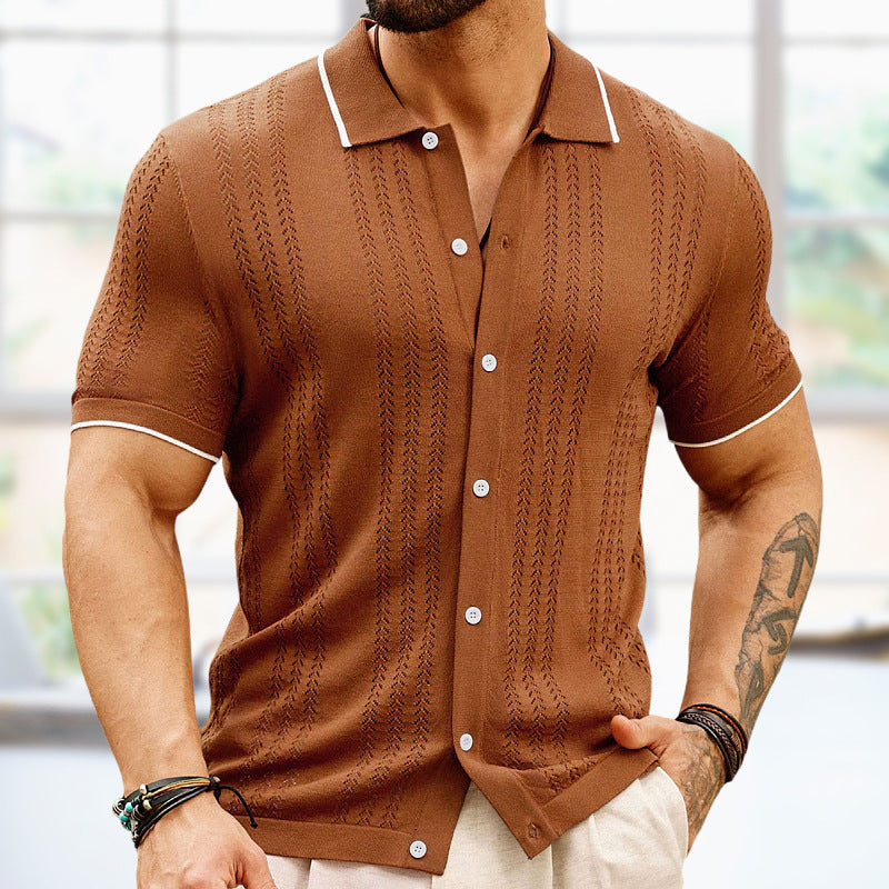 Polo d'été à manches courtes pour hommes, haut à revers avec boutons, vêtements d'affaires à la mode