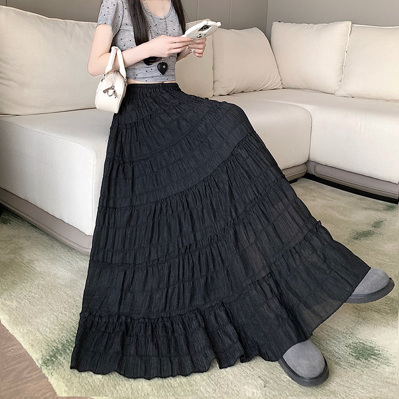 Multi-layer Wooden Ear Stitching Tiered Skirt