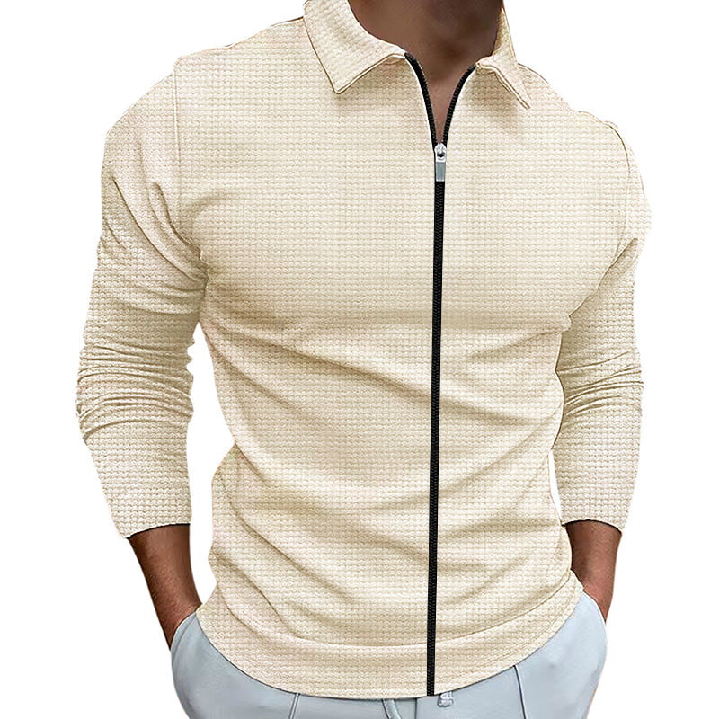 Vêtements pour hommes Style gaufré veste zippée à revers hauts de sport de plein air