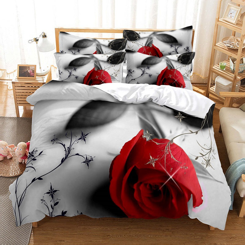 Rose Bedding Suit Polyester Home Textile