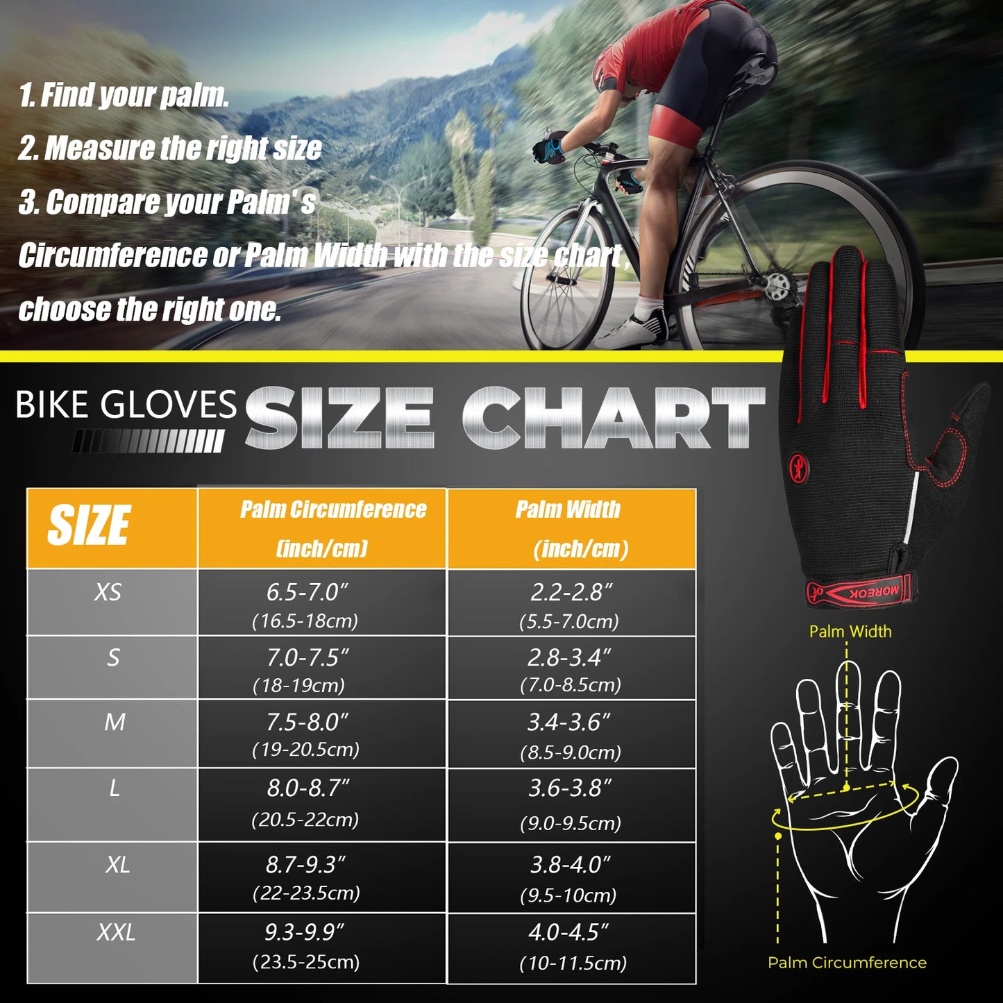 MOREOK Bike Gloves 5MM Liquid Gel Pad Bicycle Gloves Shockproof Mountain Bike Gloves DH Road Biking Cycling Gloves for Men Women