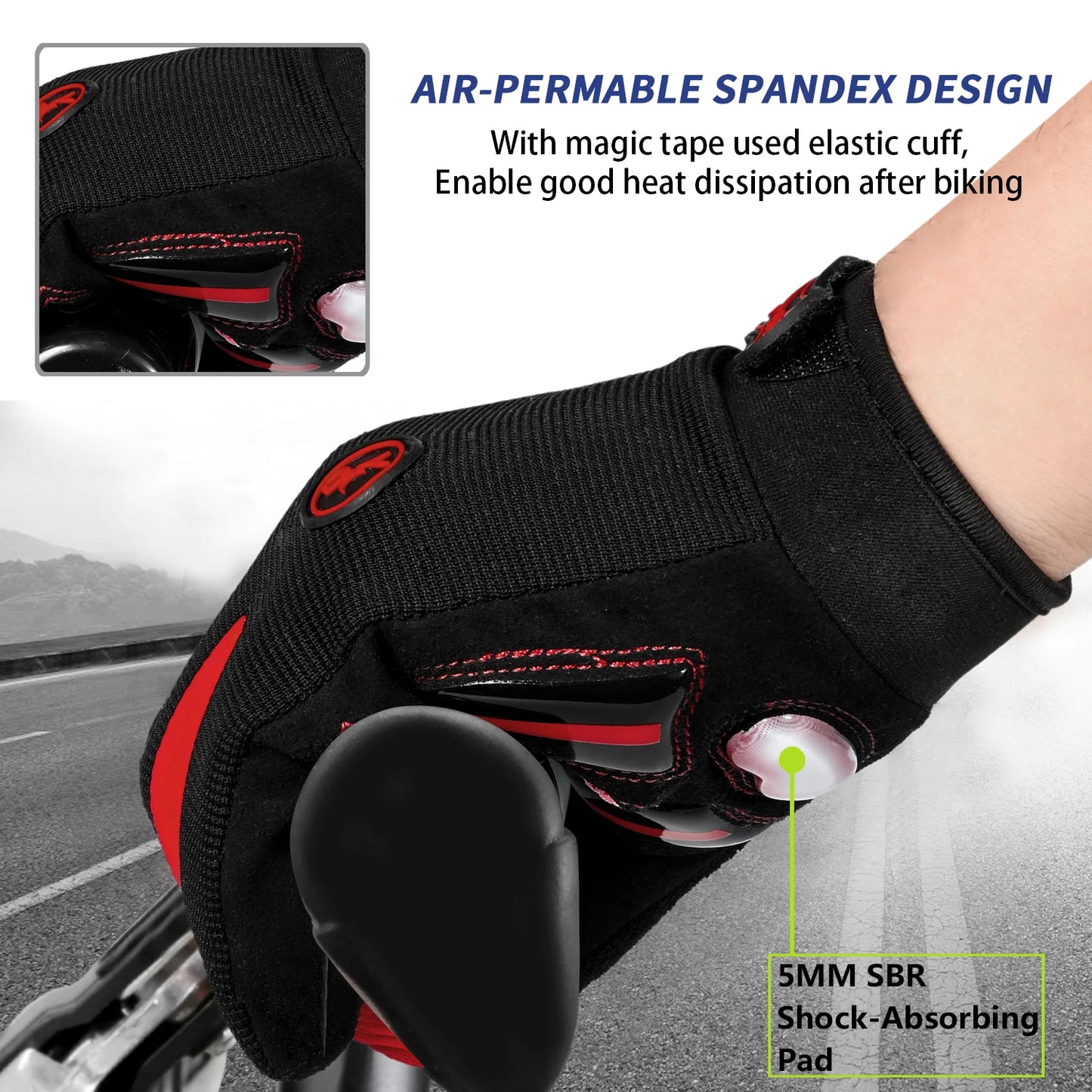 MOREOK Bike Gloves 5MM Liquid Gel Pad Bicycle Gloves Shockproof Mountain Bike Gloves DH Road Biking Cycling Gloves for Men Women