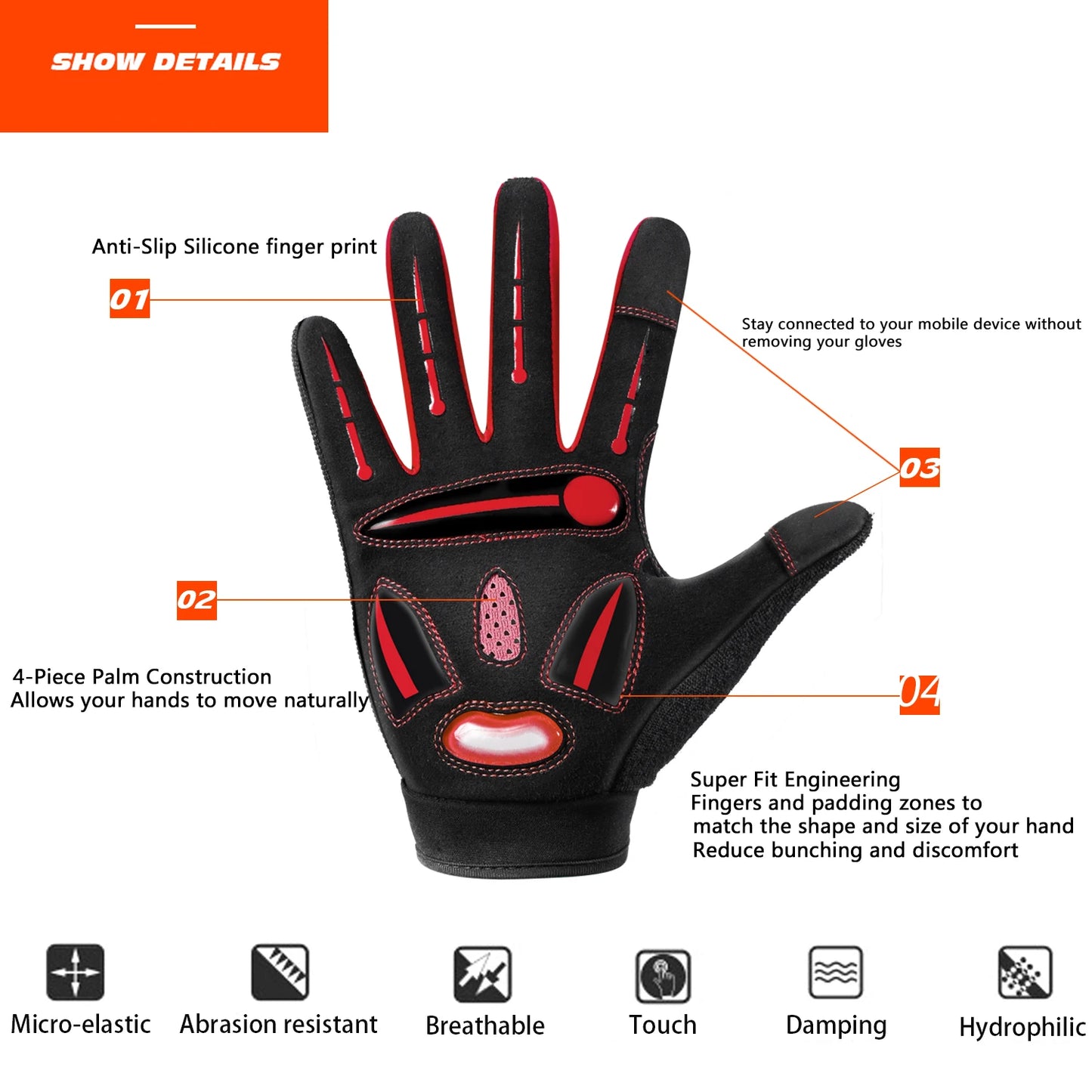 MOREOK Bike Gloves 5MM Liquid Gel Pad Bicycle Gloves Shockproof Mountain Bike Gloves DH Road Biking Cycling Gloves for Men Women