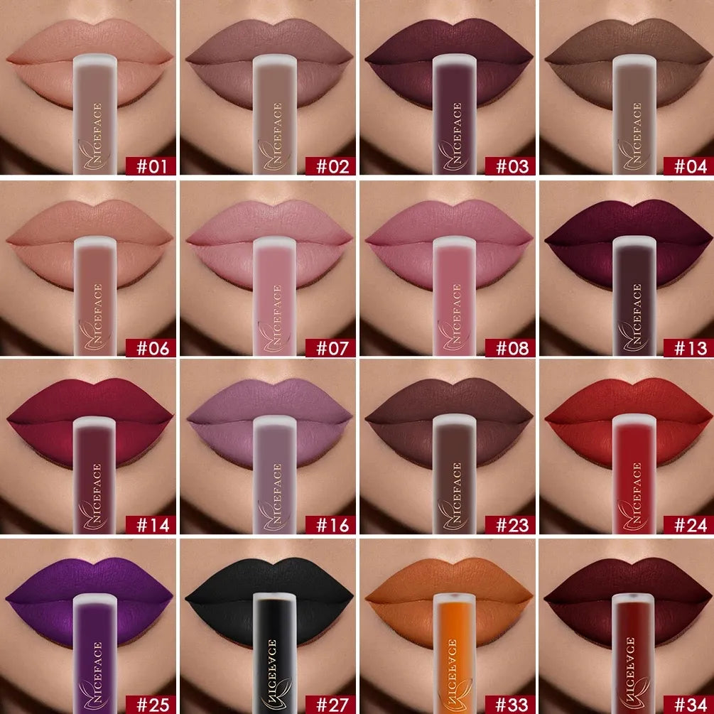 34 Color Lip Gloss Waterproof Nude Matte Liquid Lipstick Moisturizing Long Lasting Lipgloss Lip Makeup Beauty Cosmetics