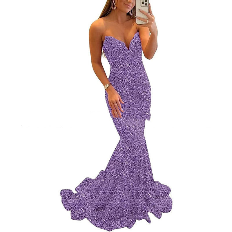 Robes de soirée à paillettes pour femmes, longues robes de bal formelles