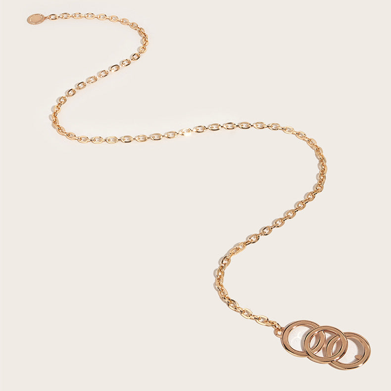 Women's Atmospheric Metal Pendant Waist Chain - Ethereal Elegance
