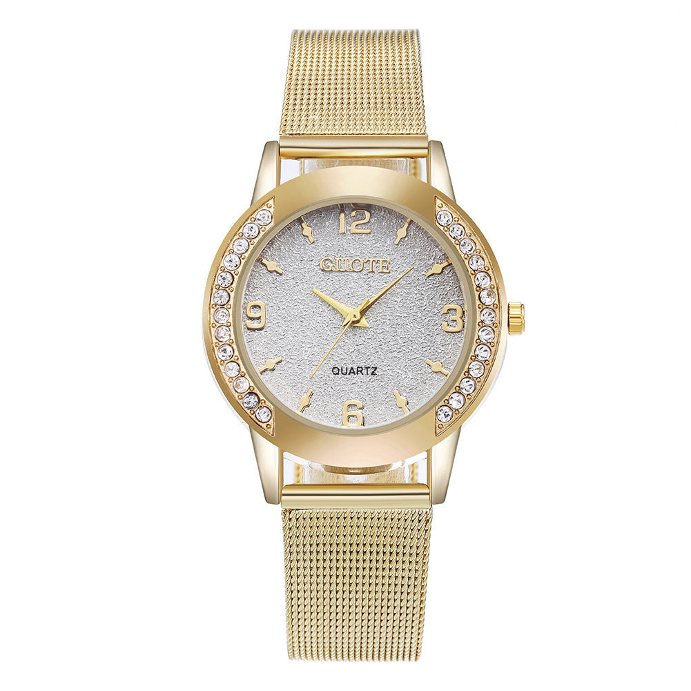 Women's Fashion Diamond Case Quartz Watch - Stylish Functional Elegant Luxurious Accurate Durable Must-Have Stunning