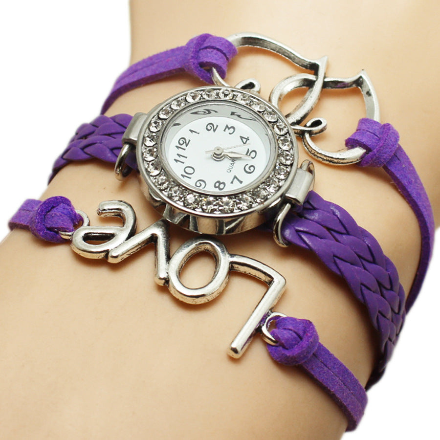 Alloy Love Double Heart-Shaped Love Woven Multi-Layer Watch - Stylish Functional Exquisite Unique Elegant Durable Statement