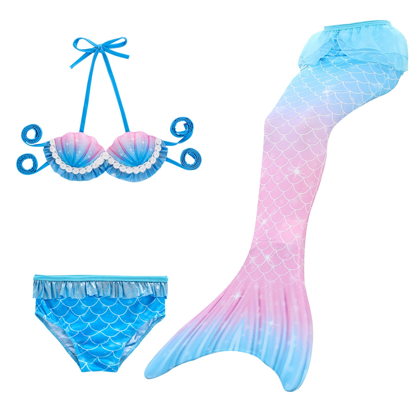 Nya Mermaid Tail Kläder Princess Dress Suit Barn Split Bikini Baddräkt