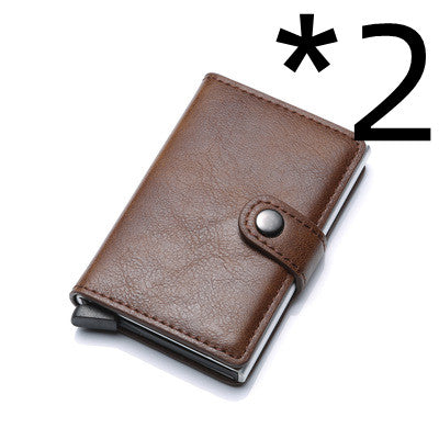 RFID Stöldskydd män Vintage plånbok aluminium metall handväska Läderfodral