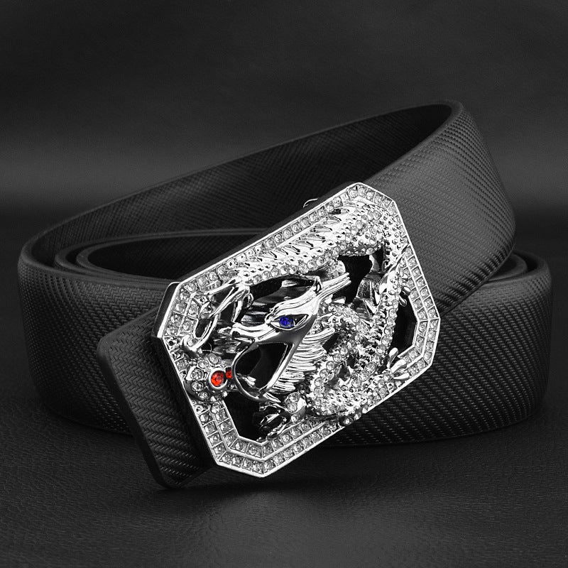 Men's Faucet Belt White Golden Smooth Buckle - Luxurious Flow