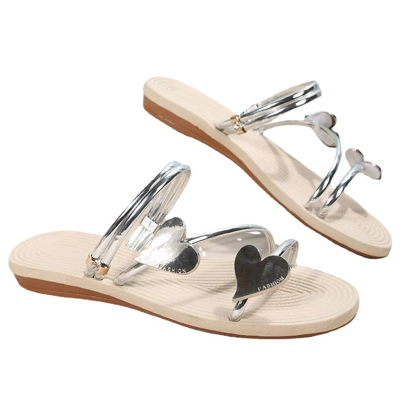 Women's Heart Shape Summer Beach Slippers - Love Design