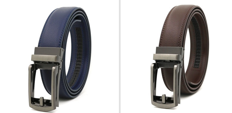 Men's Fake Needle Automatic Buckle Cowhide Belt - Detailed Sophistication