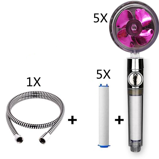 Pommeau de douche à hélice avec bouton d'arrêt et filtre en coton, buse de douche à main haute pression turbocompressée
