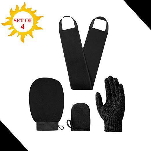 Brun utan sol-applikatorhandske-kit 4-i-1-applikatorset med exfolierande handske