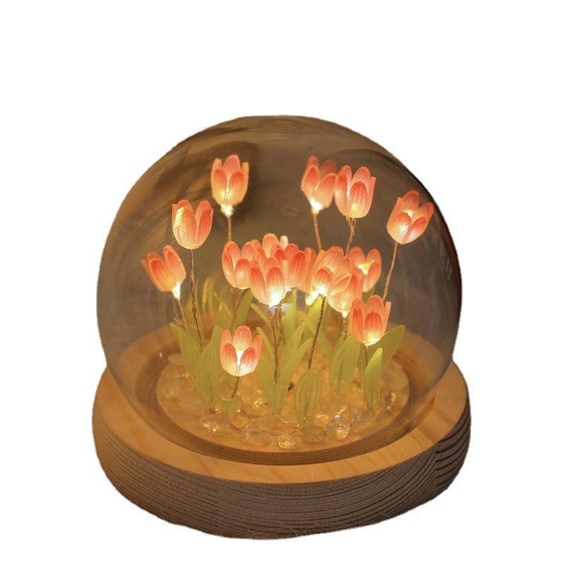 Veilleuse tulipe faite à la main, Film thermorétractable, matériel de bricolage, ornement de chevet, décoration de maison, cadeau exquis pour mère et petite amie
