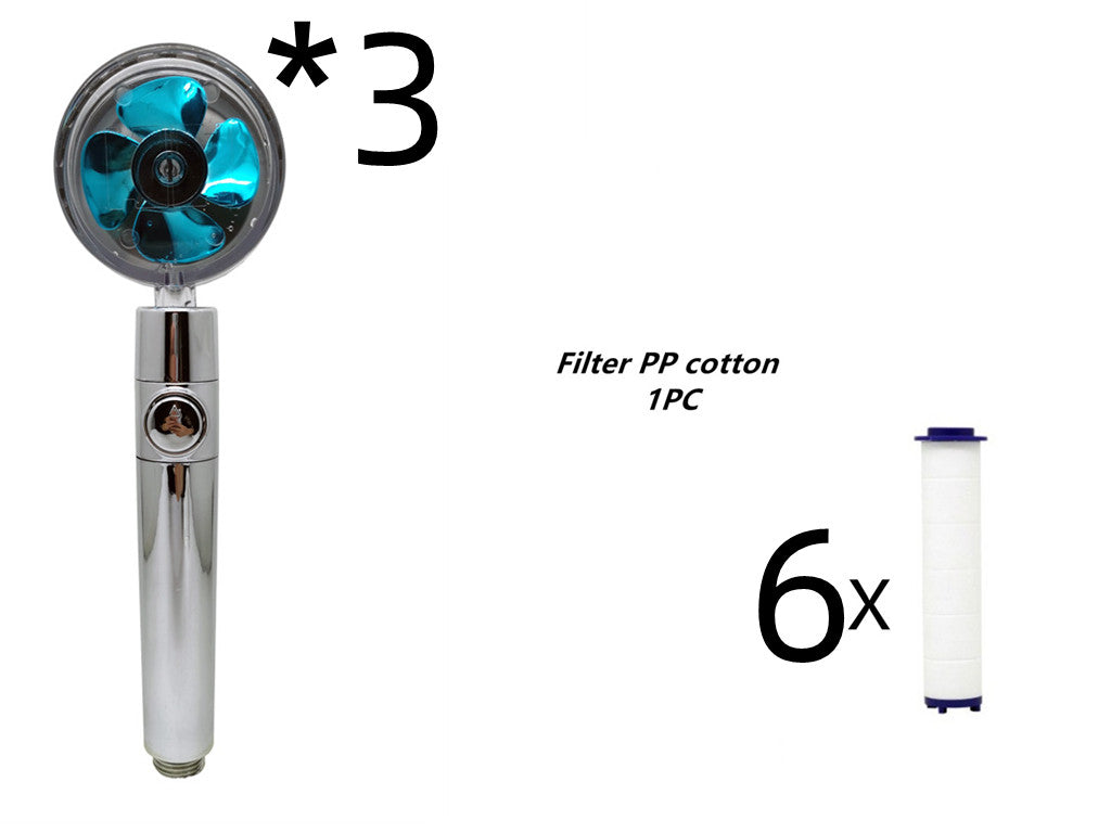Pommeau de douche à hélice avec bouton d'arrêt et filtre en coton, buse de douche à main haute pression turbocompressée