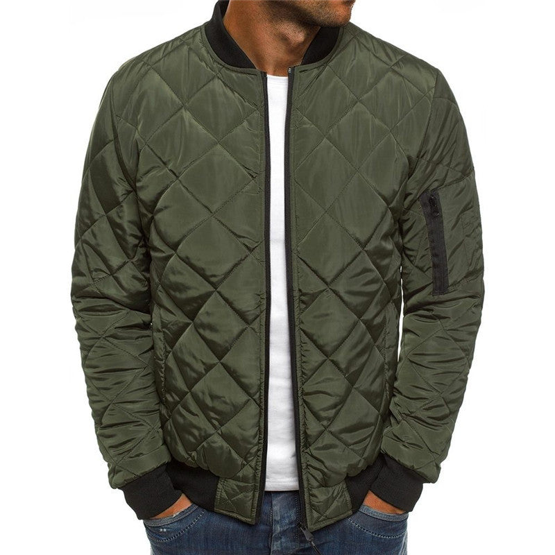 Enfärgad kappa Vinterställ krage jacka för män Mode Rhombus sömnad Design kappa Casual Business kläder