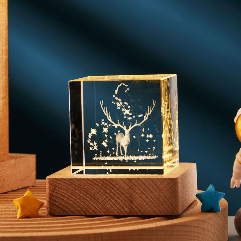 Cube en cristal Transparent 3D, décoration de bureau, petite lampe de nuit, décoration de maison pour chambre à coucher, fête d'enfants, cadeaux d'anniversaire pour enfants