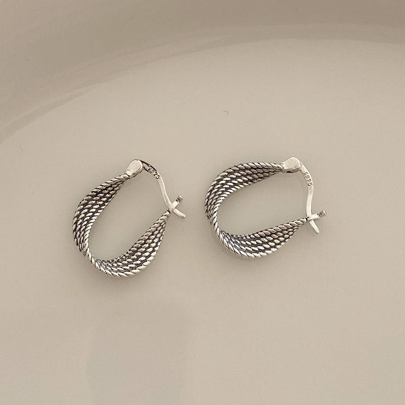 Twist Ear Clip S925 Sterling Silver Retro Twisted Ear drop örhänge