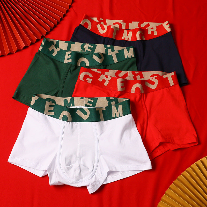 Herrunderkläder i ren bomull, festliga, klarröda boxershorts med medelhög midja