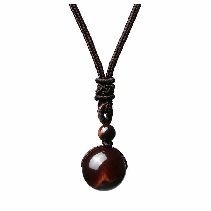 Moderiktigt 16mm Halsband med Naturlig Obsidianhänge och Ametist för Män och Kvinnor