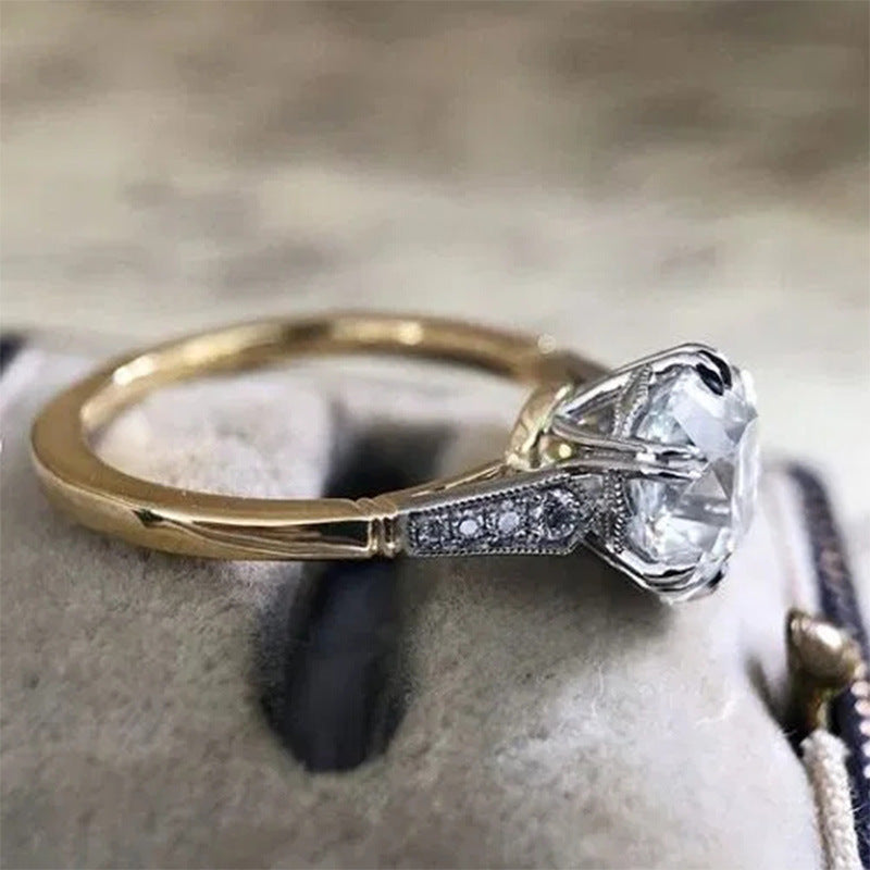 Bijoux à main en laiton plaqué, bague pour femmes en Zircon bicolore