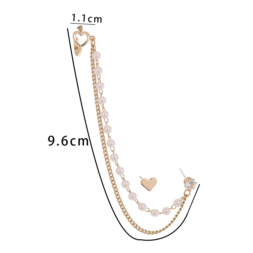 Korean Version Of The Pearl Earring Earring Earbone Clip No Ear Holes Cold Wind Love Earrings Ornaments