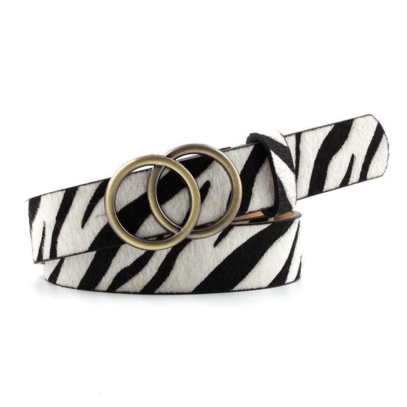 Fashion Round Button Leopard Zebra Snake Belt - Wild Expression