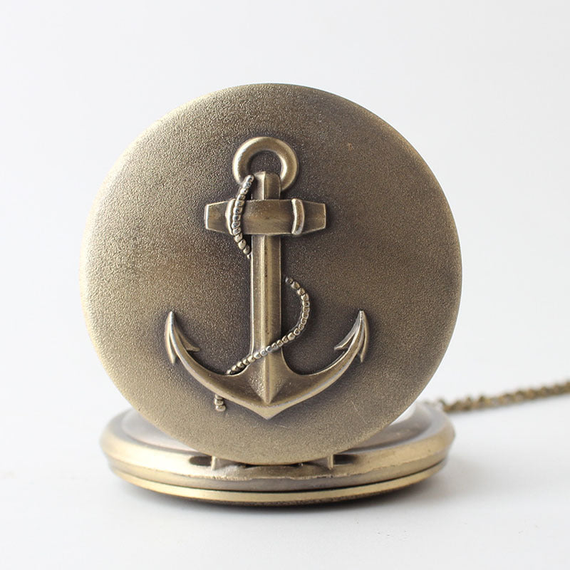 Retro Boat Anchor Embossed Lanyard Pocket Watch - Nautical Nostalgic Elegant Timeless Maritime Heritage