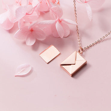 MloveAcc Genuine 925 Sterling Silver Tight Necklace Women Envelope Lover Letter Pendant Best Gifts for Girlfriend