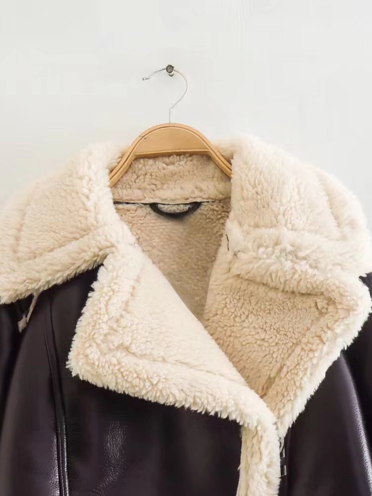 Veste de personnalité à la mode pour femmes, veste à revers court et manches longues