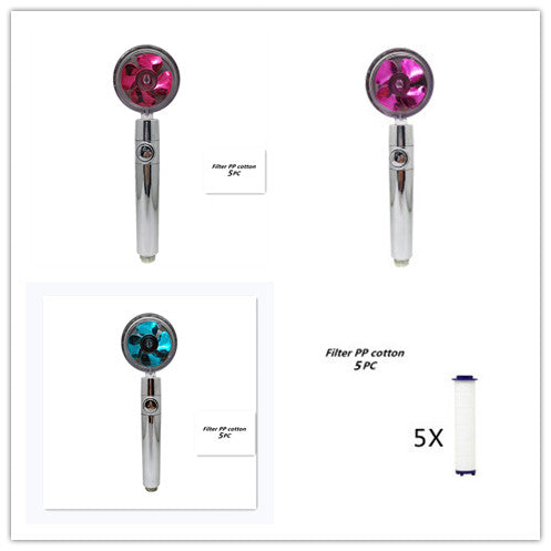 Pommeau de douche à hélice avec bouton d'arrêt et filtre en coton, buse de douche à main haute pression turbocompressée