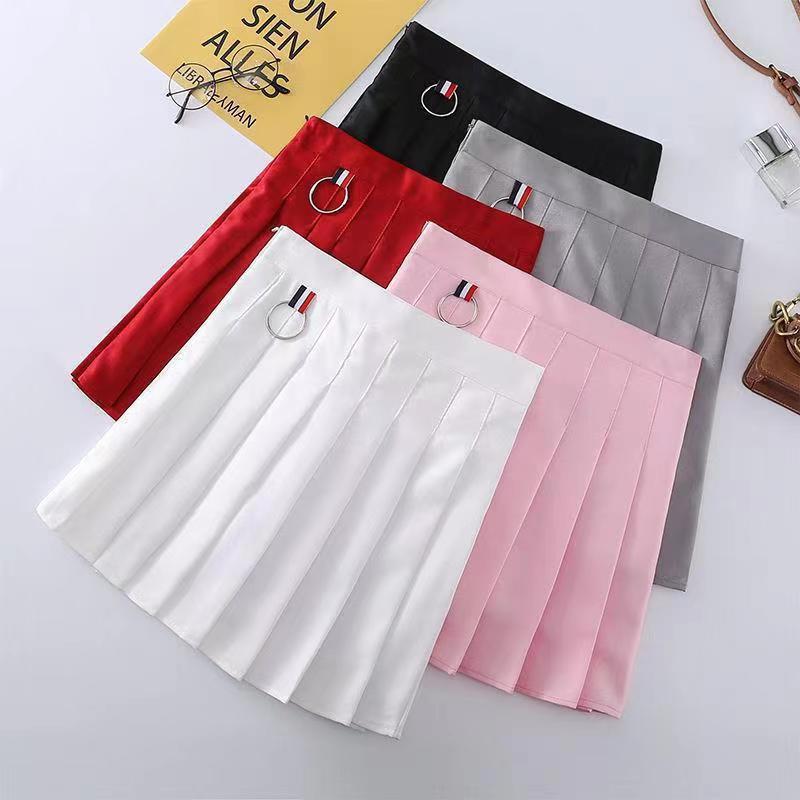 Professional European American Fashion Laminated Mini Skirt - Polyester High-Waisted (Picture Color, S-L, College Style)