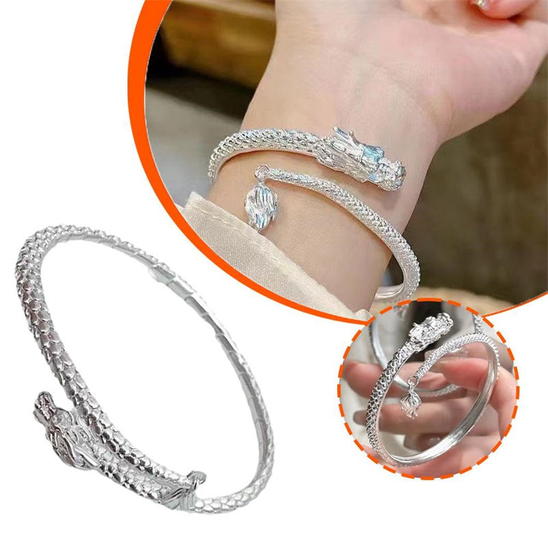 2024 Trendigt Magiskt Drake Som Viftar Med Sin Svans Kinesisk Stil Män Och Kvinnor Par Justerbart Armband Nytt Populärt Relief Drakesvans Armband Punk Smycken