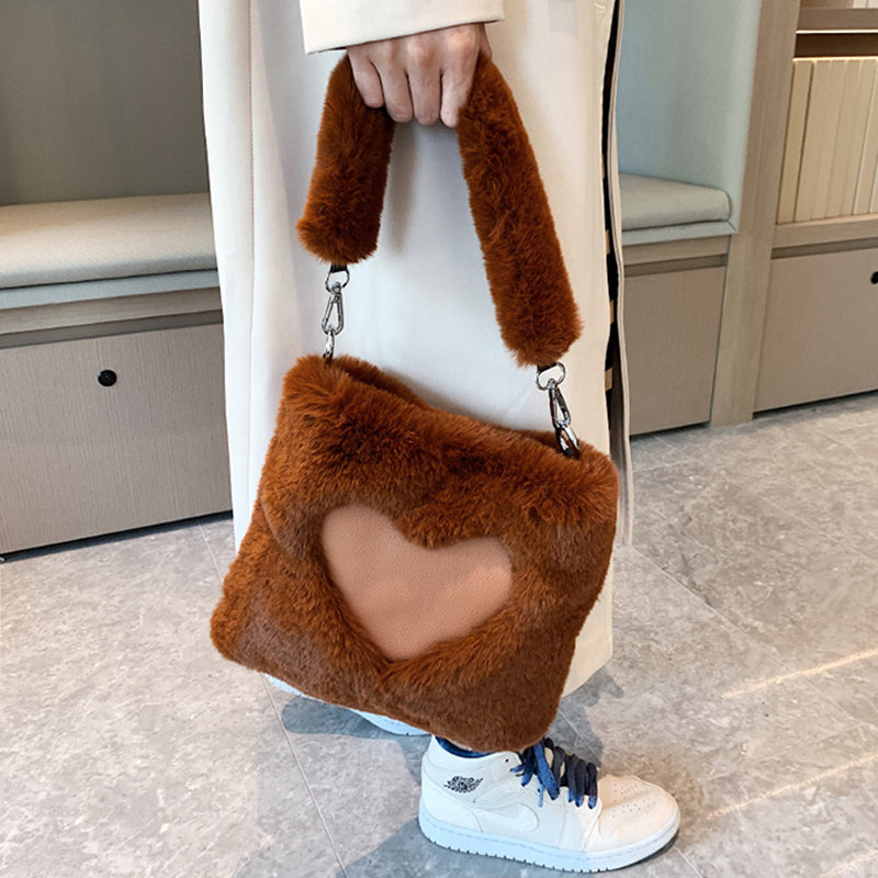 Love Handbags Sacs à bandoulière en peluche d'hiver pour femmes