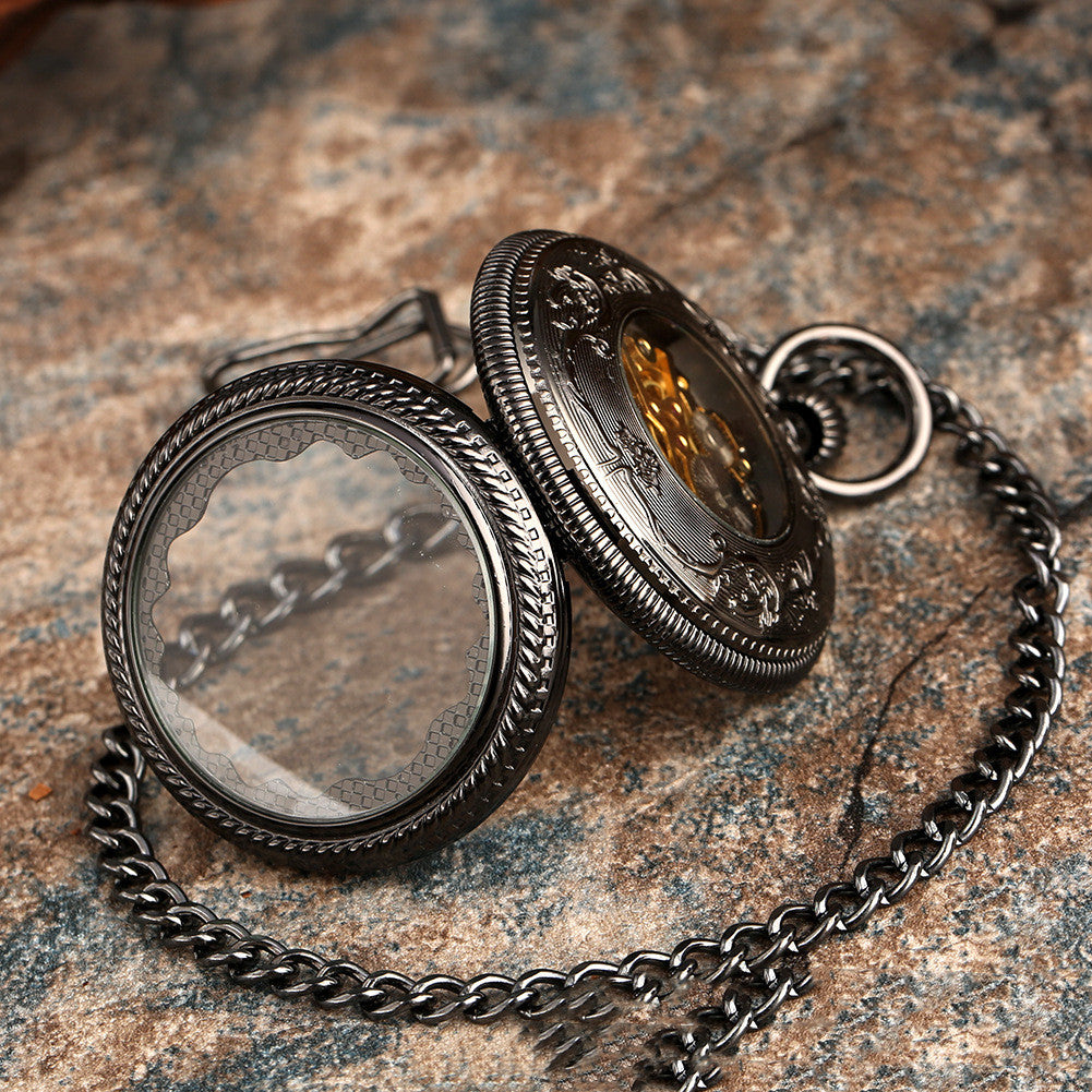 Classic Vintage Floral Case Pocket Watch Cover Manual Mechanical Pocket Watch - Elegant Sophisticated Fine Watchmaking Unique Style