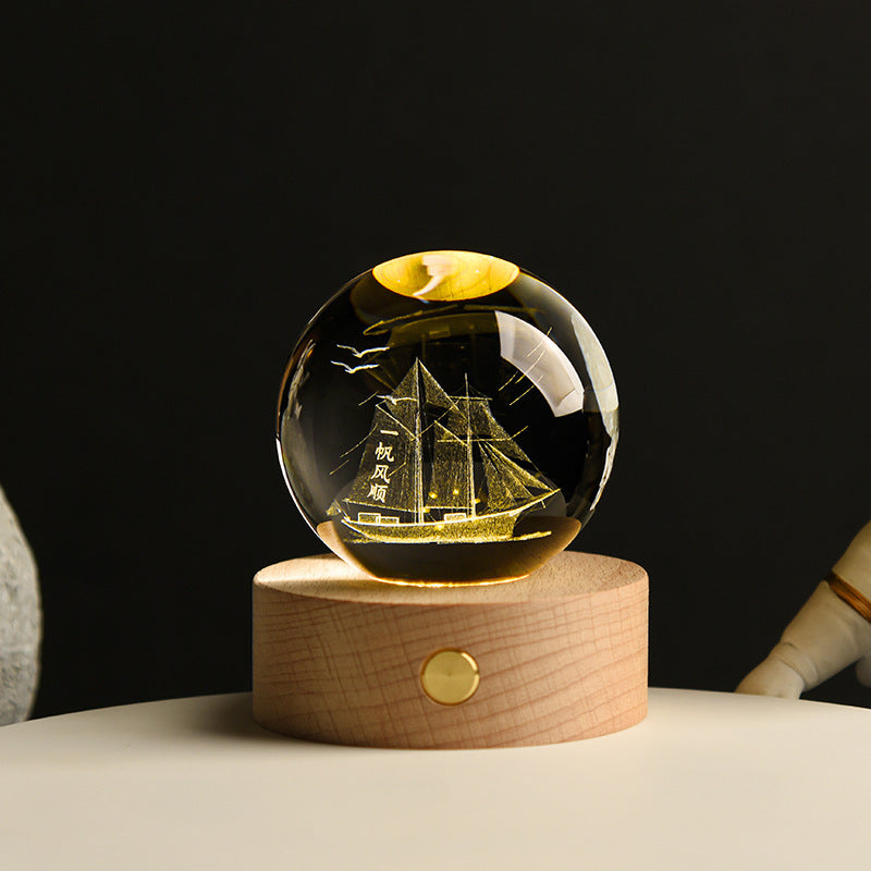 Lysande Galaxy Crystal Ball Dekoration 3D Laser Inre Carving