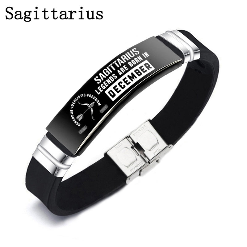 Svarta 12 stjärntecken ID-armband armband för kvinnor och män