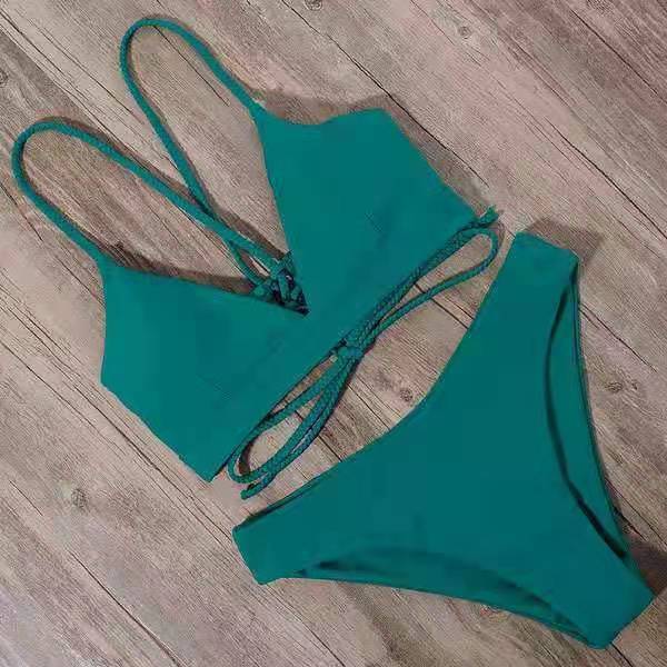 Solid Color Bikini Sexy Strappy Swimsuit