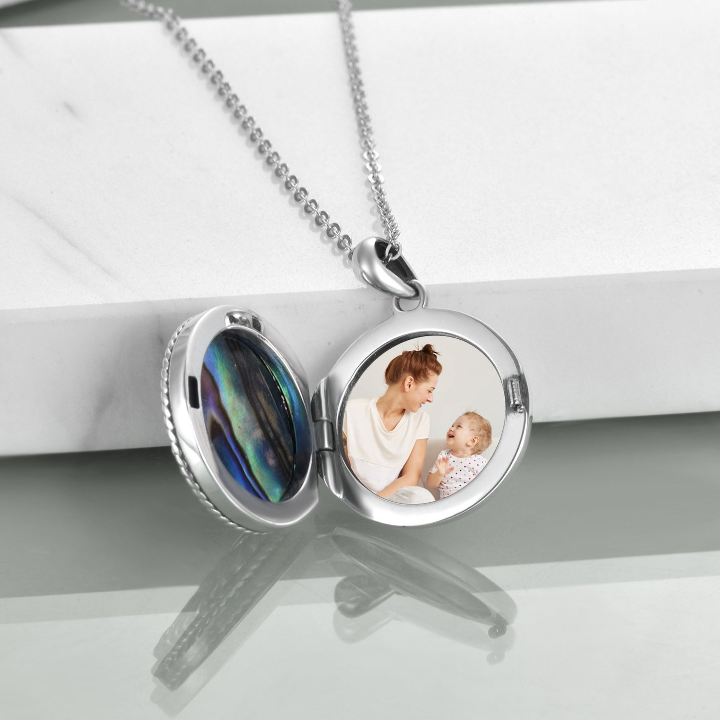 Livets träd medaljong halsband smycken för kvinnor sterlingsilver keltiskt släktträd abalone snäckskal medaljong smycken gåvor för mamma dotter