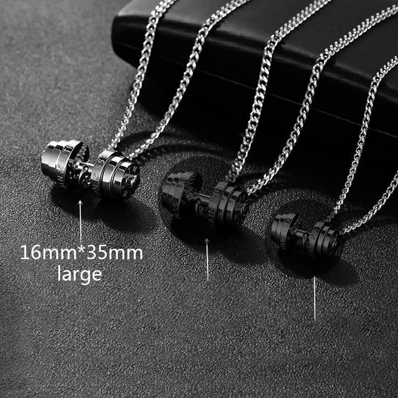 Stainless Steel Weights Gym Barbell Necklace Men