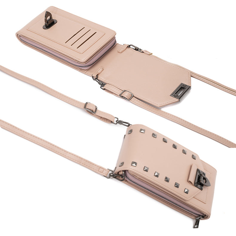 Rivet Design Axelväskor Mobiltelefon Handväska Enfärgad Crossbody-väskor Dam