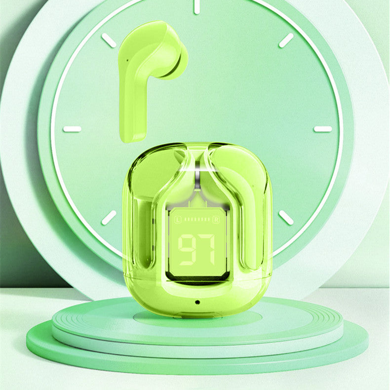Nytt Mini Transparent trådlöst Bluetooth Headset Digital Display ENC brusreducering True Wireless Sports Music