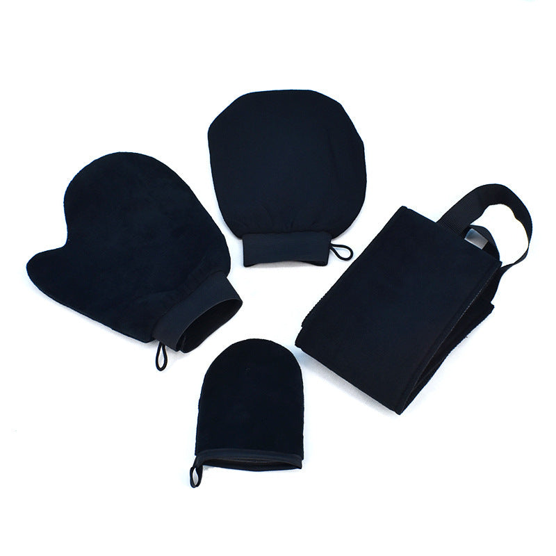 Brun utan sol-applikatorhandske-kit 4-i-1-applikatorset med exfolierande handske