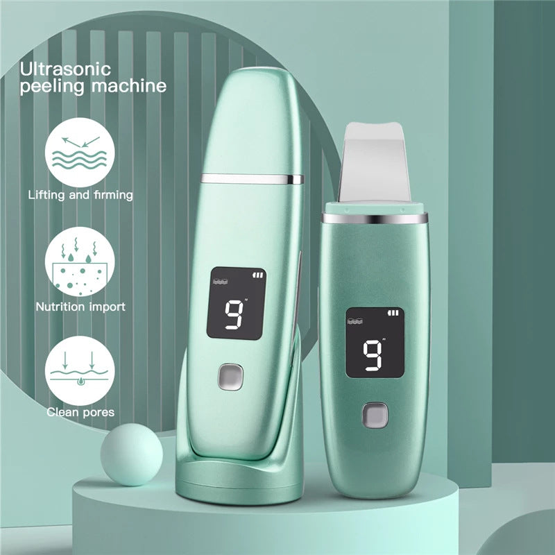 Ultrasonic Vibration Pormask Remover Djuprengöring Ansiktsskrubber Porrengöring Lyftmaskin Ansiktsbehandling Led Peeling Shovel