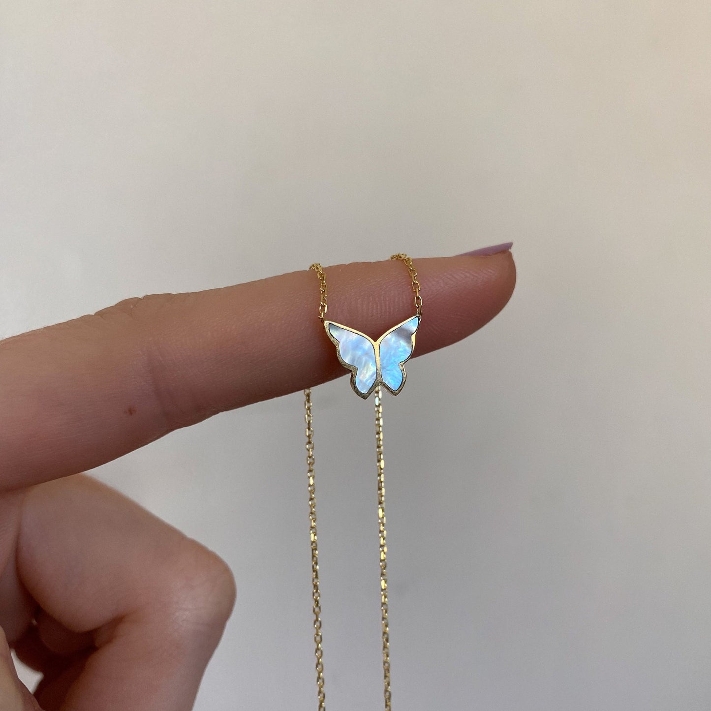 Electroplated 18K Gold Butterfly Necklace Women Clavicle Chain