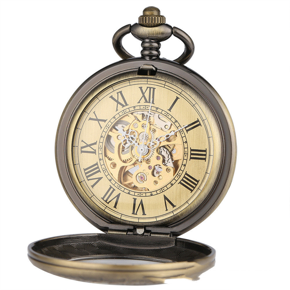 Flip Carved Automatic Engraving Mechanical Pocket Watch - Traditional Craftsmanship Modern Precision Exquisite Elegant Unique